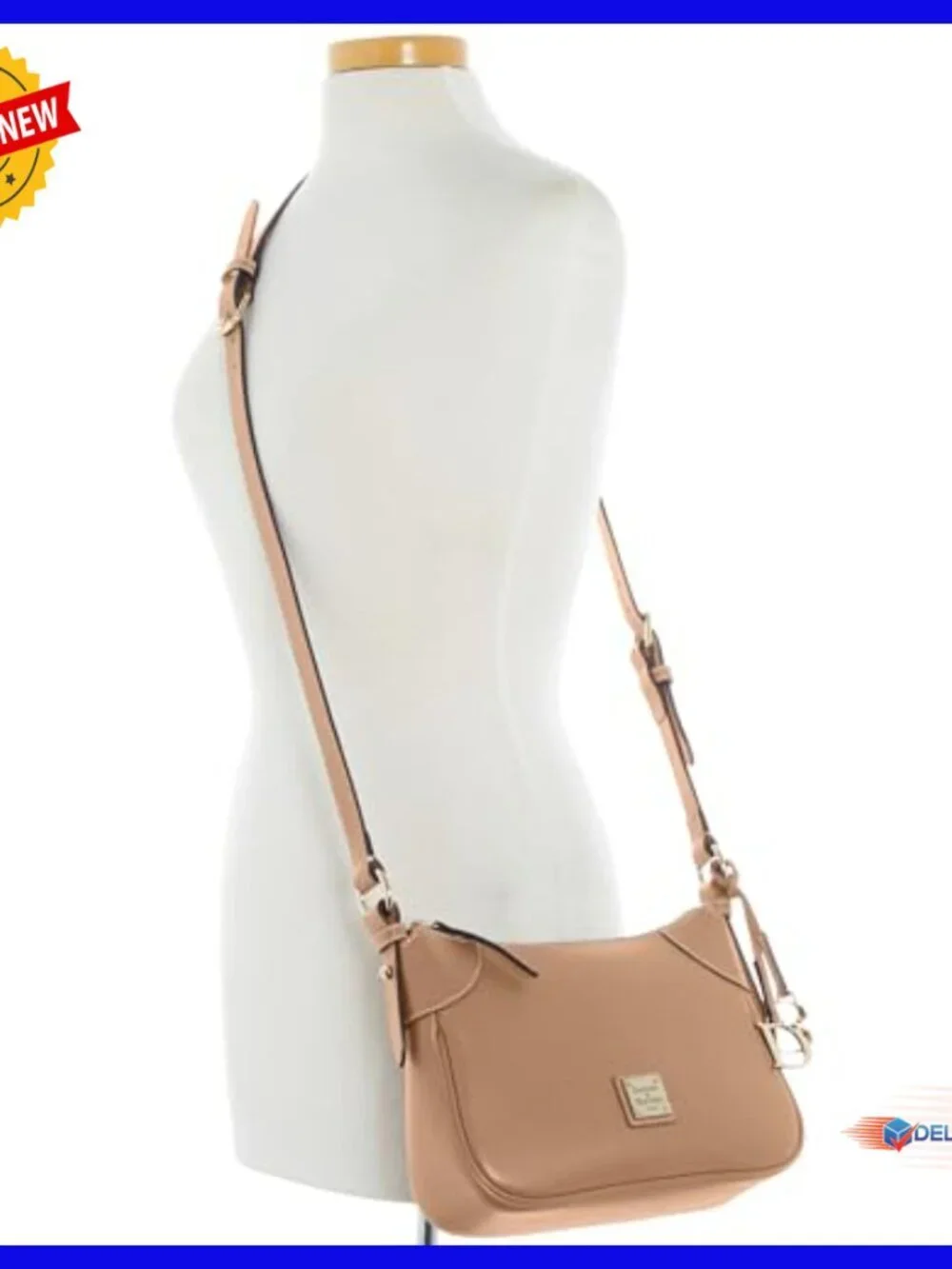 Leather Crossbody Hobo Bag with Zip Pockets, Medium Size